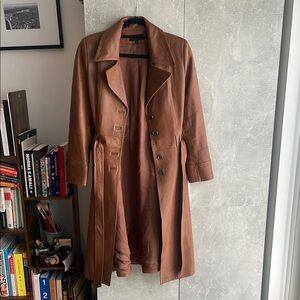 Nili Lotan Joni Brown Leather Trench Coat